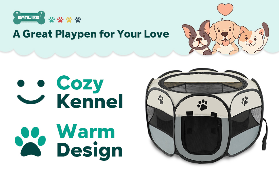 Клітка-забіг для цуценят SAN LIKE 73x73x43 см, портативна клітка для собак, котів, кроликів, для дому та вулиці
