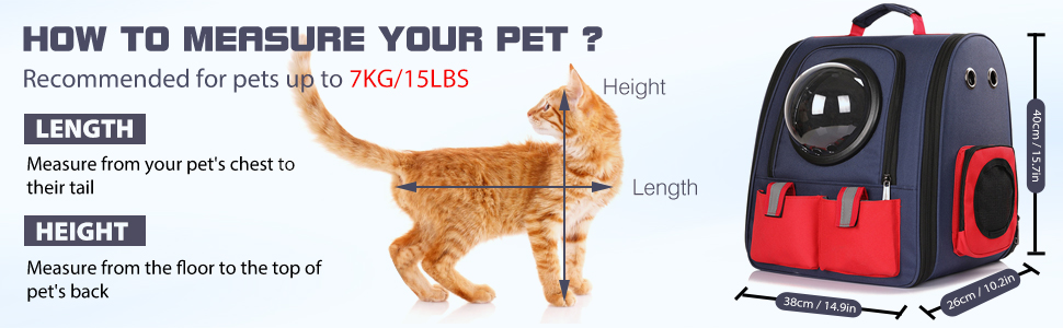 Рюкзак для собак та котів PETCUTE - зручний та дихаючий рюкзак-переноска для прогулянок на 16lbs (7.2 кг)