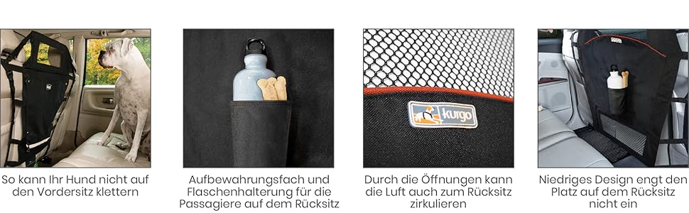 Тренажер для собак Kurgo, роздільник заднього сидіння, чорний/помаранчевий, 1 шт.