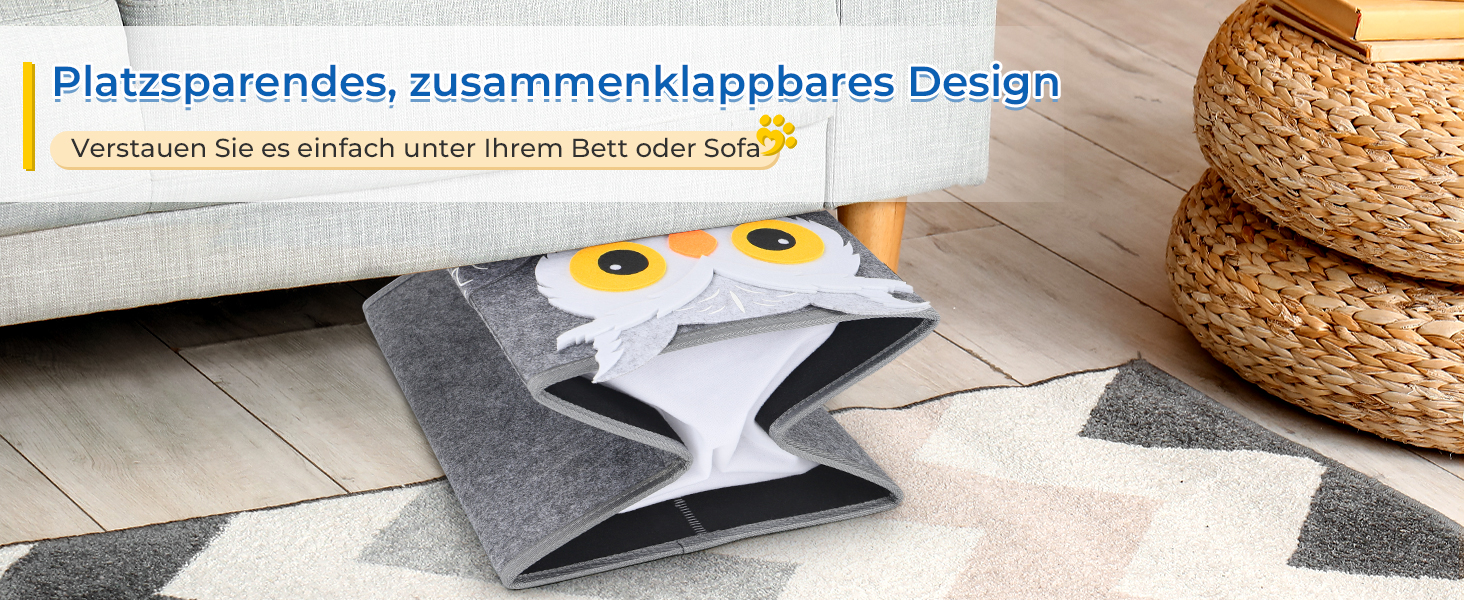 Кігтеточка-будиночок для котів Dripex з 2 поверхів, з фетру, з подушкою, 30 x 35 x 35 см (Сова)