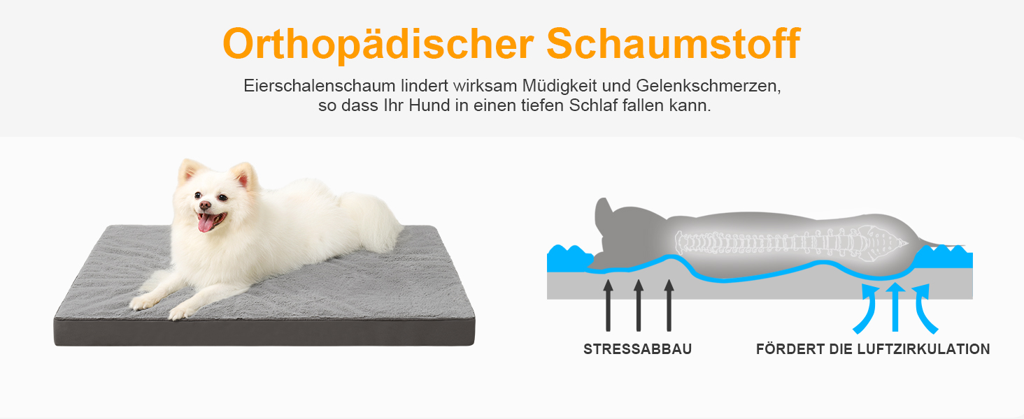 Ортопедичне ліжко для собак середнього розміру, 90x57 см, знімний чохол, двостороннє, темно-сіре