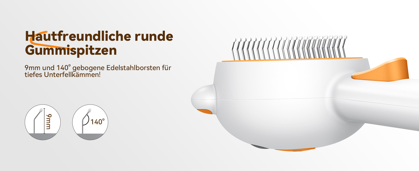 Щітка для котів FEELNEEDY з парою, USB-зарядка, для довгої та короткої шерсті, 2 швидкості, оранжева