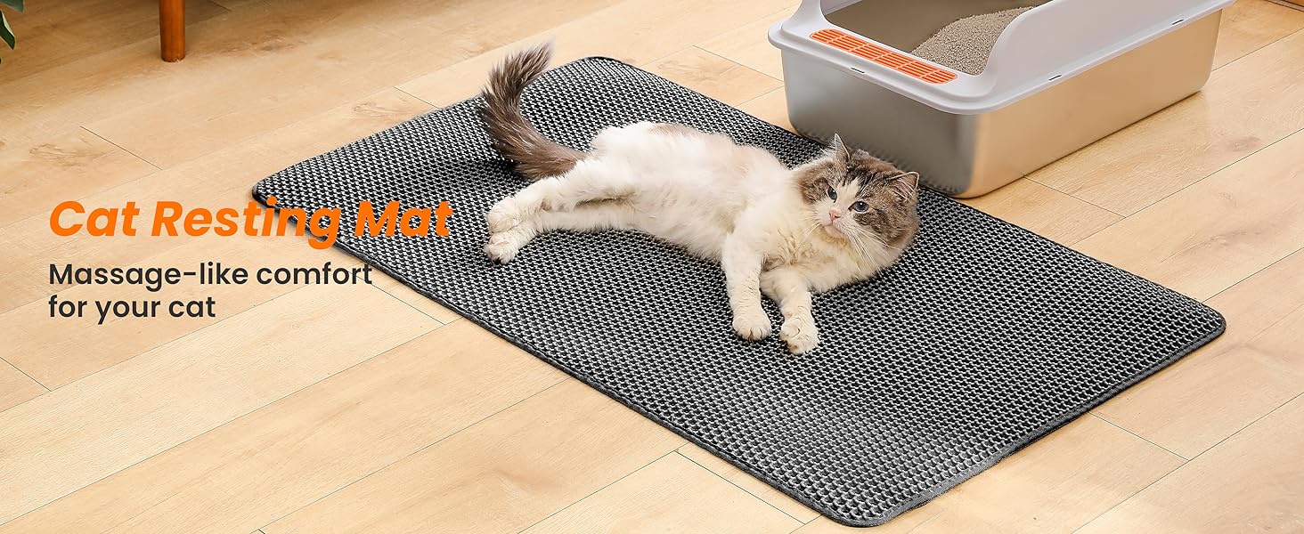 Килимок для котячого туалету Petinstinct, XXL, 116x66 см, чорний, двошаровий, бджолиний дизайн