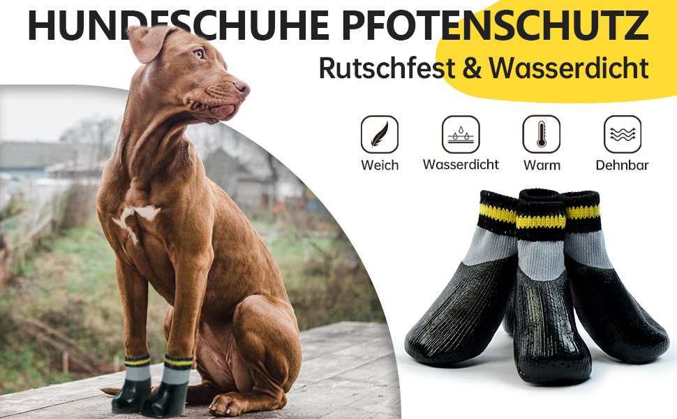 Водонепроникні шкарпетки для собак - захист лап Outdoor, 4 шт., антиковзні, для Лабрадора, Хаскі (6#, чорний)