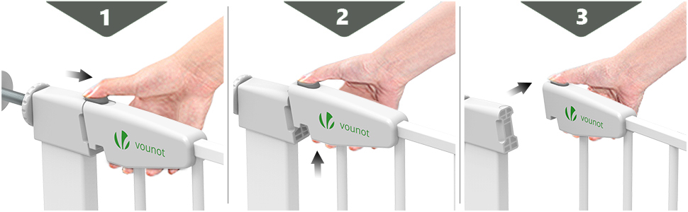 Захист для сходів Vounot без свердління, 76-108 см, для дітей, собак та котів, автоматичне закриття, магнітний замок, 90° стоп, білий