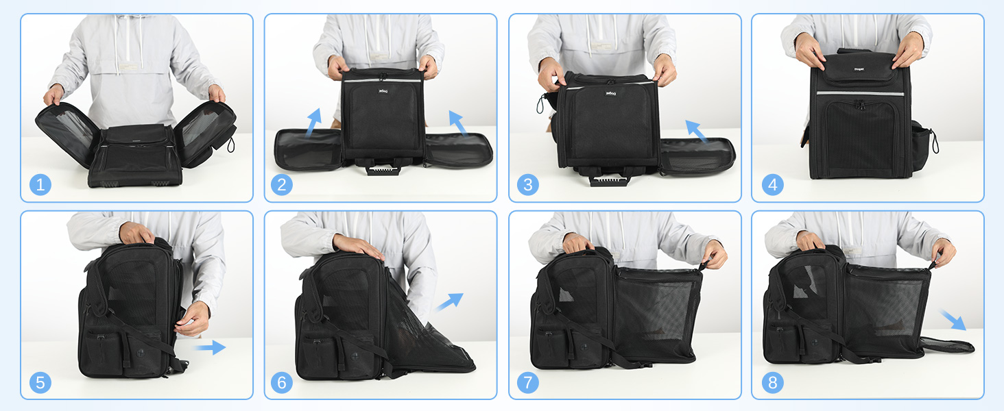 Рюкзак для кота та собаки Dogat: зручний, дихаючий, розкладний, з сіткою, чорний