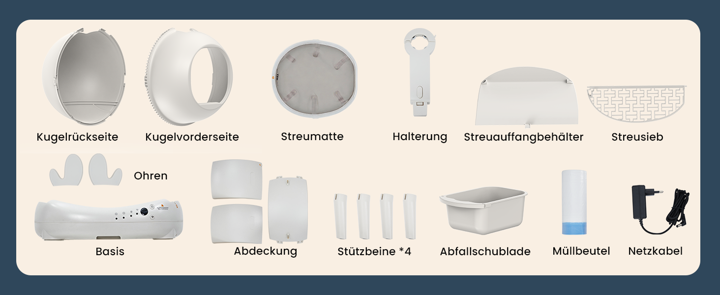 Автоматичний лоток для котів з самоочищенням 65л, 9 сенсорів, керування через додаток, захист від защемлення, для кількох котів, білий