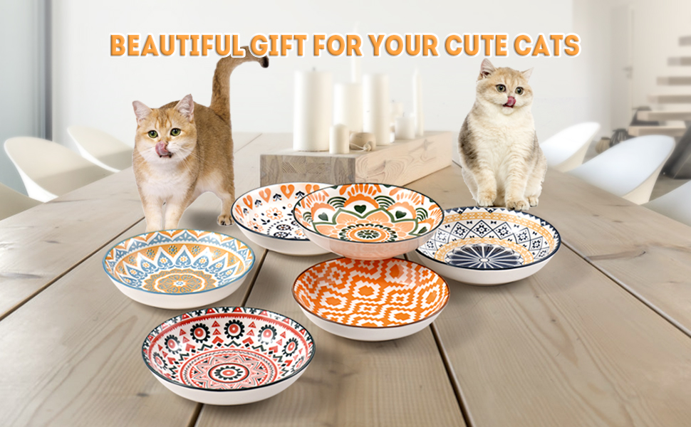 Набір мисок для котів (6 шт.) з кераміки: миски для корму, годівниці, мисочки для води