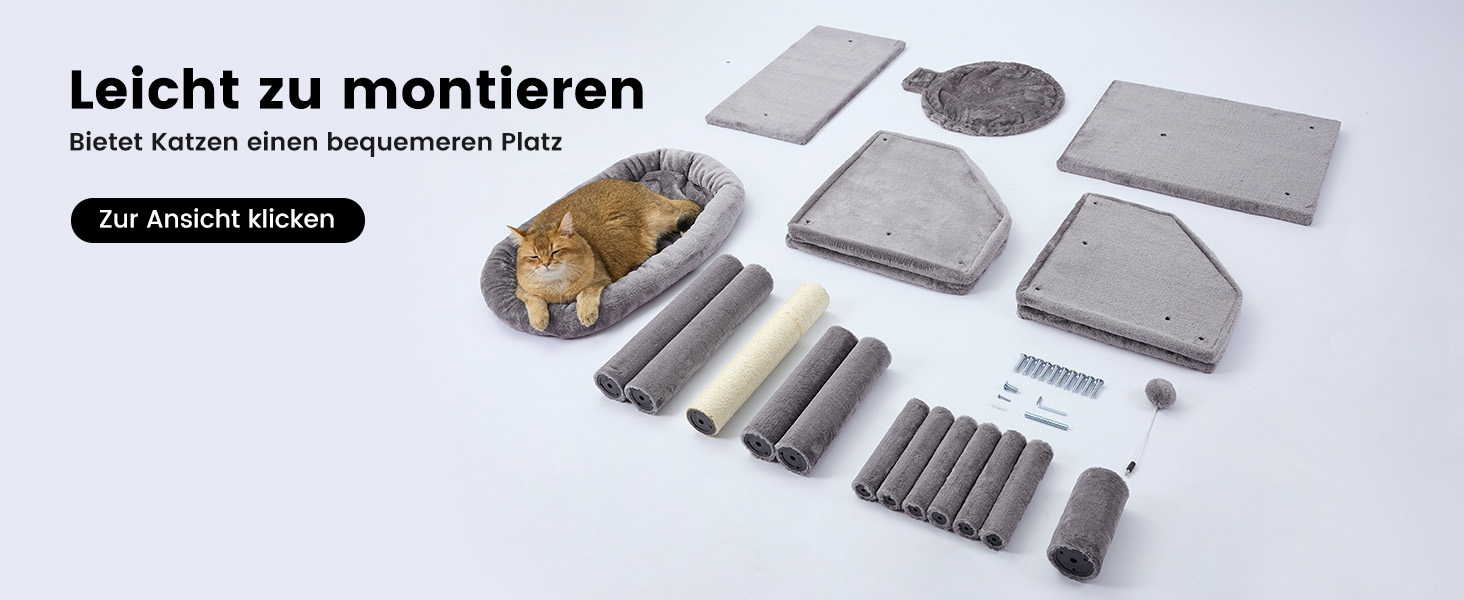 Кліматизатор для котів Gardner Pet Katzenbaum, 105 см. Кліматизатор з дряпальною колоною, платформою, 2 печерами, кошиком, сірий (59 x 44 x 105 см)