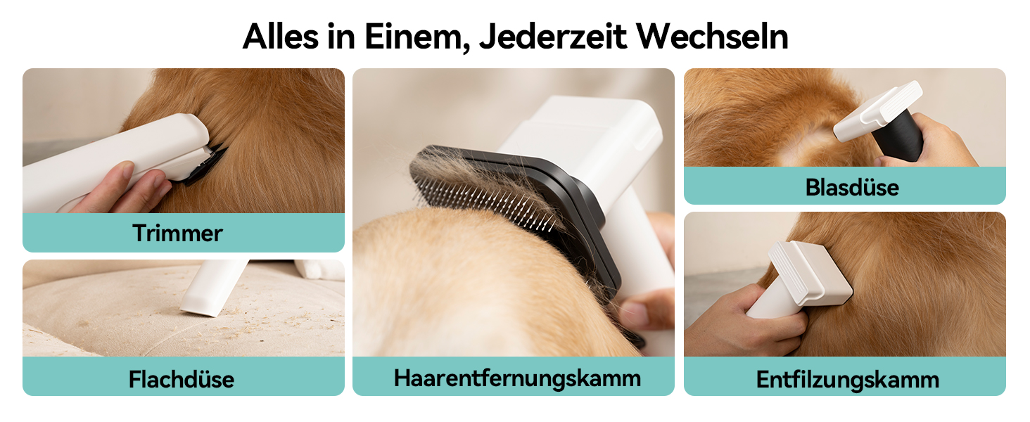 Amicura Шерстьомашинка для собак з пилососом для шерсті та феном 15000Pa, набір для догляду за тваринами, регульована швидкість і температура, 5 перевірених інструментів, тиха машинка для собак та котів