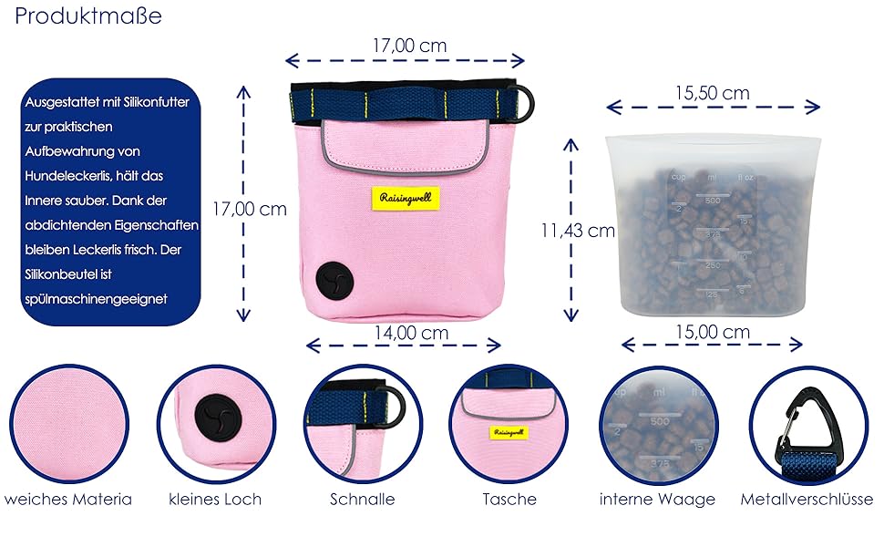Сумка для ласощів для собак, багатофункціональна сумка для прогулянок з силіконовим кишеньком, мішок для корму для дресирування собак та дозатор ласощів, ідеальна для активного відпочинку на природі (Чорний 4 чашки) (1. Чорний 2 чашки)