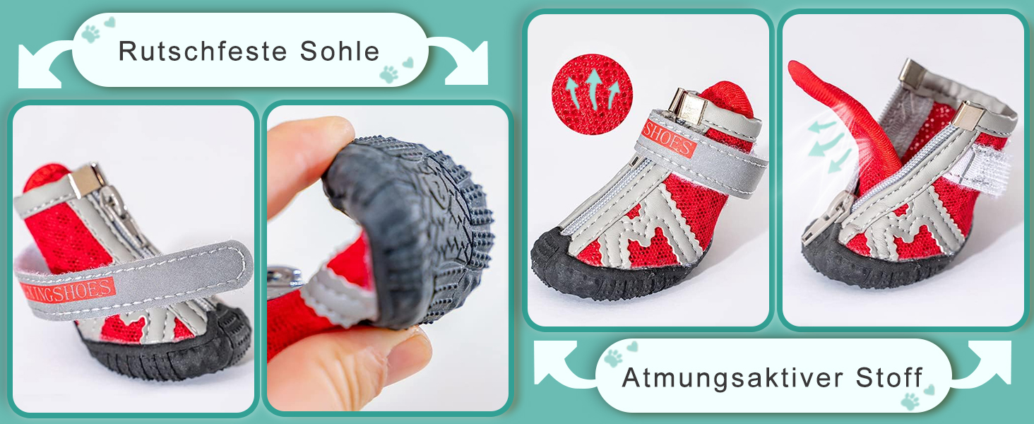 Чорно-білі собачі чоботи Kukaster для захисту лап, 4 шт. Неслизька підошва, світловідбиваючий замок, підходять для собак маленьких, середніх та великих порід, розмір 3