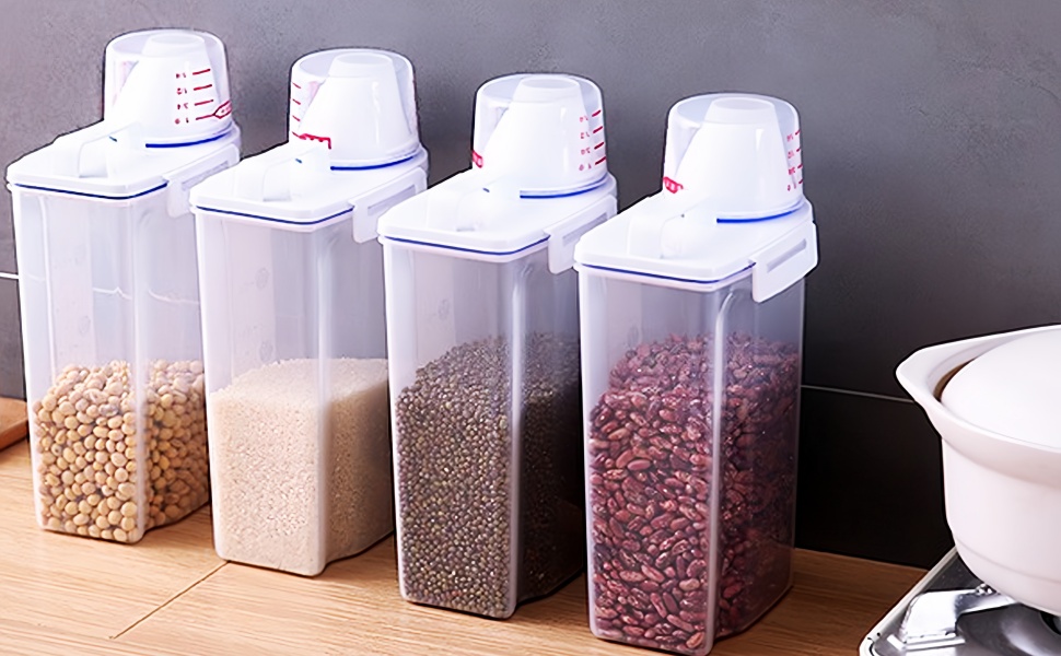 Контейнер для корму для собак MUXHEL, 4 шт., об'єм 2 л, з мірним стаканчиком, зручне зберігання корму для тварин