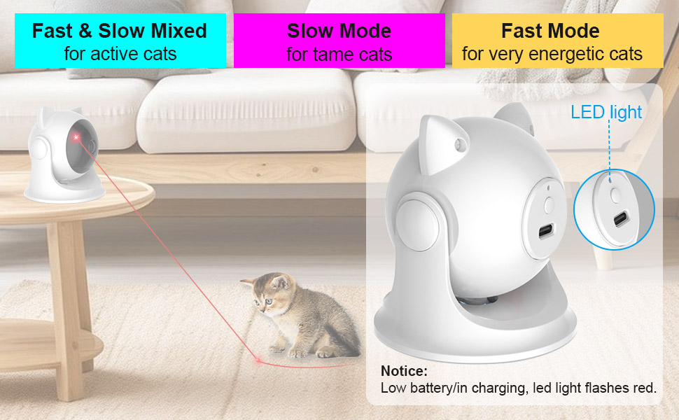 Автоматичний лазерний іграшковий пристрій для котів та цуценят VOVIGGOL, USB-зарядка, регульовані зони, інтерактивна мисливська іграшка для тварин