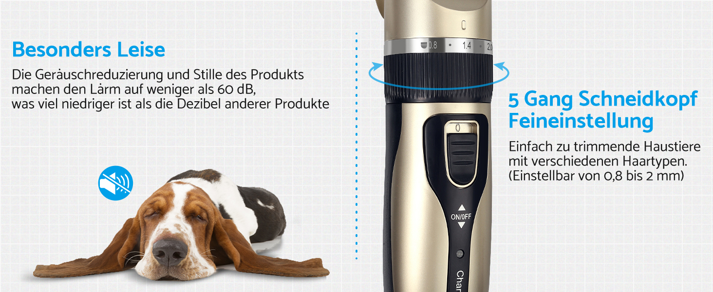 eSynic Професійна машинка для стрижки котів та собак, триммер для лап, електрична машинка для грумінгу, 4 насадки