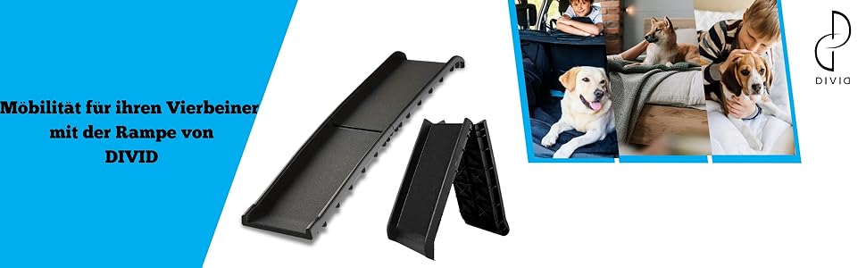 DIVID® Рампа для собак, складана, для автомобіля, до 90 кг, неслизька, для собак та котів
