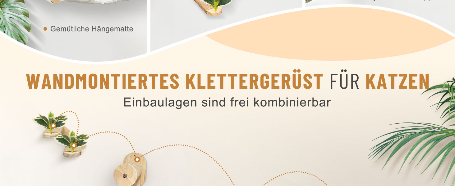 Настінна комплексна система для котів Lohofrnny: драбини, гамаки, когтеточки з натурального дерева, DIY