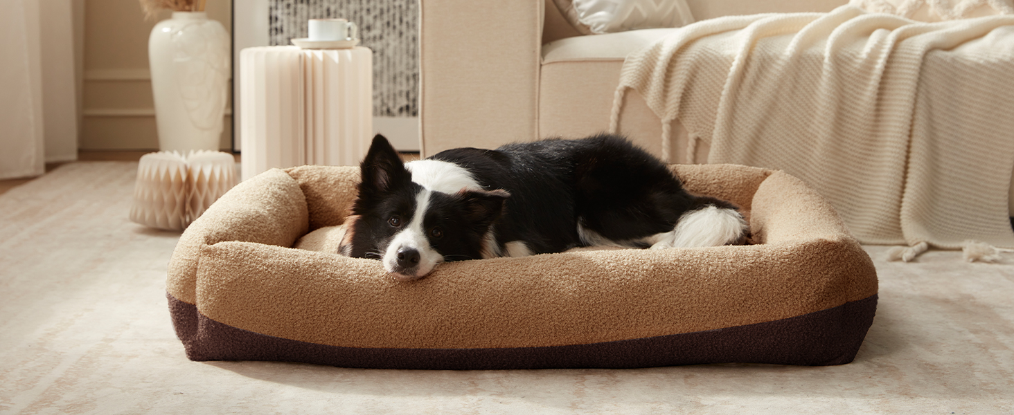 Крісло-лежанка для собак великих порід, XXL, світло-сіре, 106x76x20 см, знімний чохол, неслизьке, з підковою для шиї