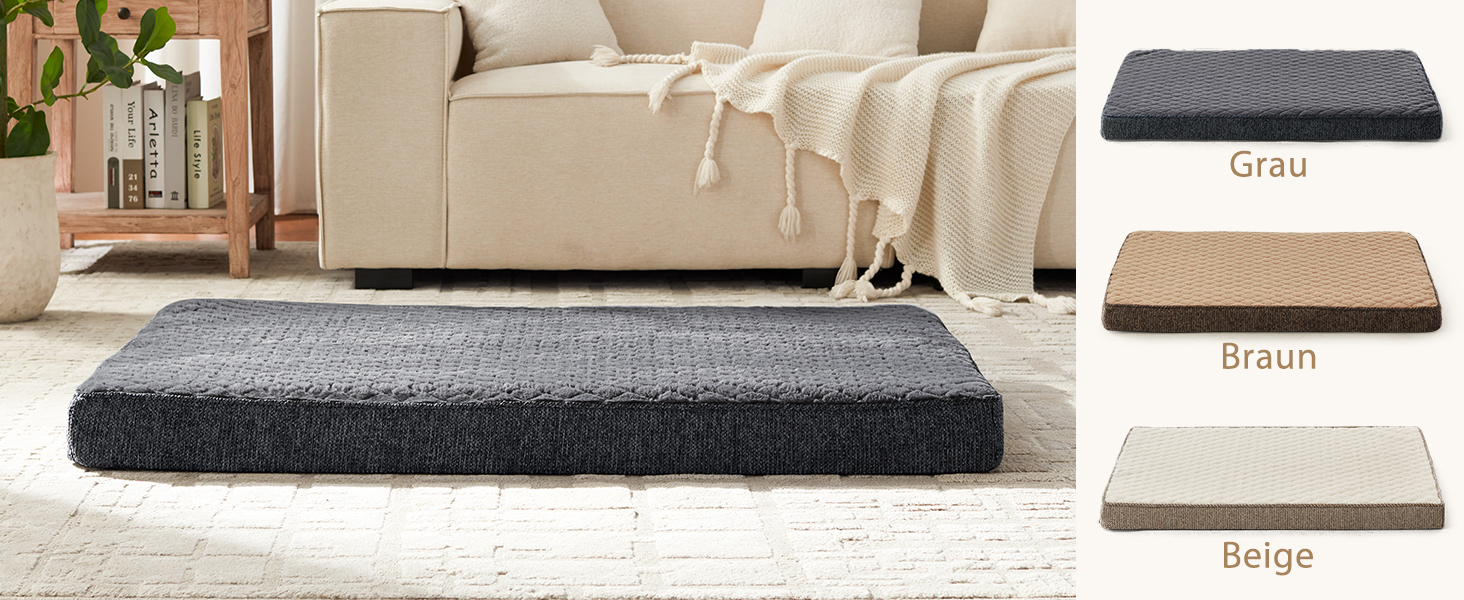 Ортопедичне ліжко для собак JOEJOY, 61x43x9 см, сіре - м'яке, з неслизьким дном