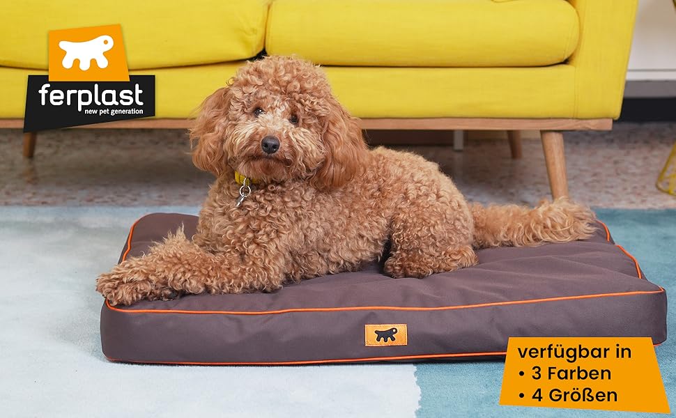 Ортопедичний лежак для собак та котів FERPLAST Polo - 80x50x8 см, сірий. Лежак для собак, лежак для котів, миється, стійкий до подряпин, знімний наповнювач.