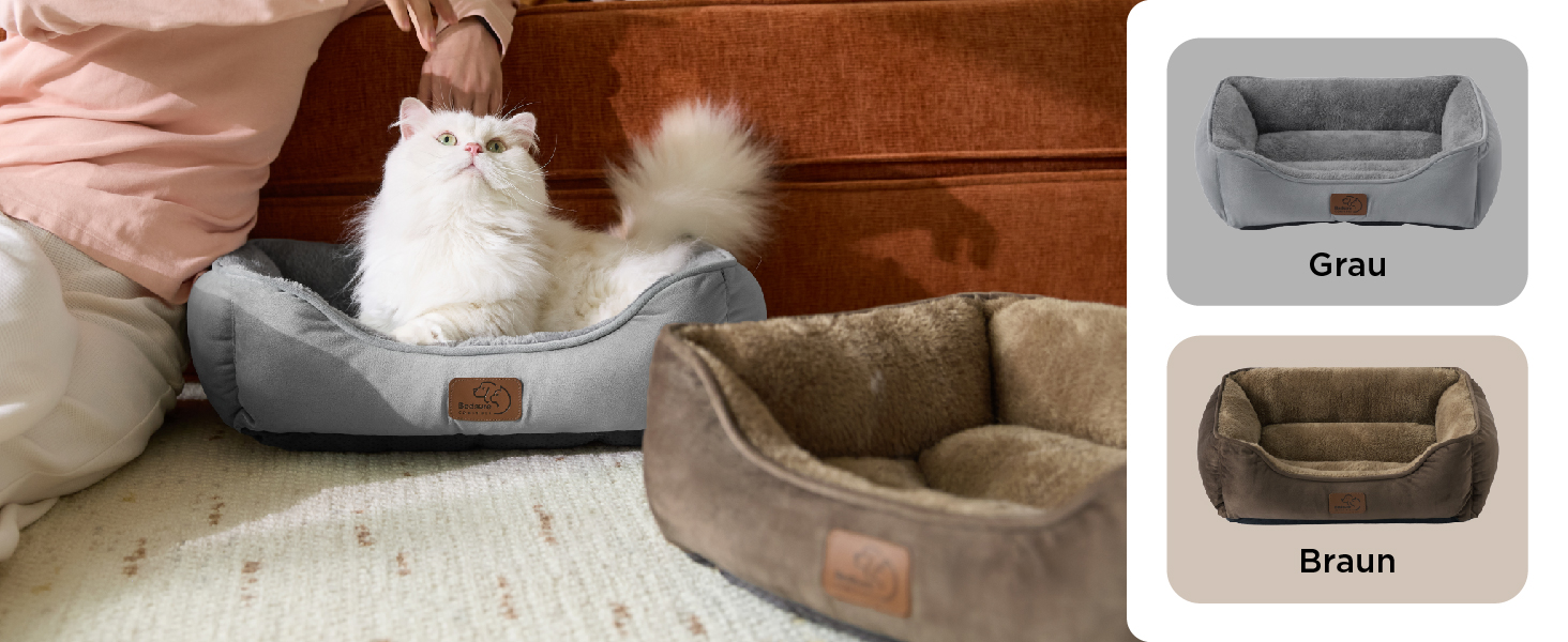 Ліжко для кота BEDSURE, 51x41 см, сіре. Зручне ліжечко для кота та маленьких собак з неслизьким дном та м'яким бортиком. Підходить для дому.