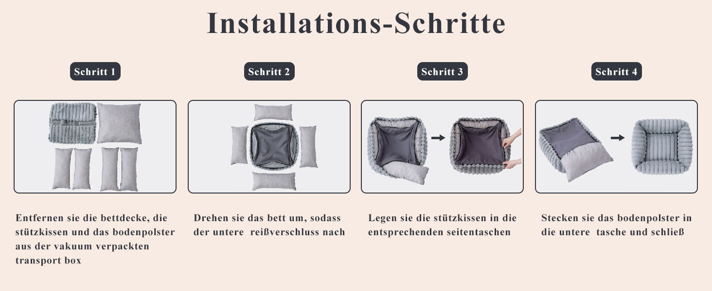 Крісло-ліжко для собак маленьких та середніх порід, 50x48x15 см, миється, кошик з антиковзким покриттям, бежевий/кремовий колір