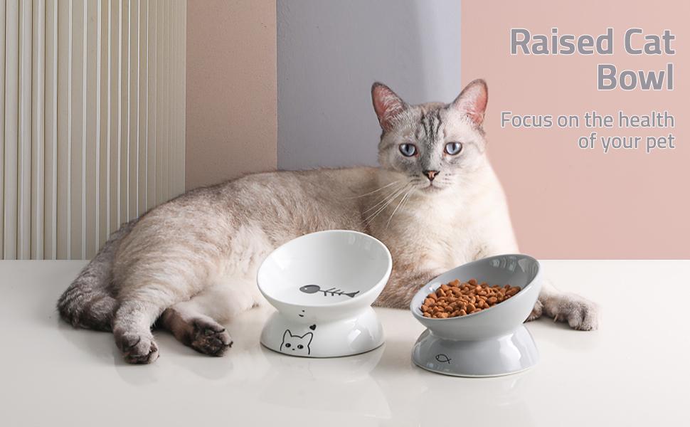 Керамічна годівниця для котів Sweejar з підняттям, 140 мл, запобігає заворотам, для води та корму