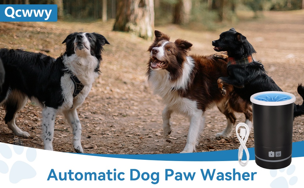 Автоматичний електронний мийник лап для собак Qcwwy, портативний, з м'яким силіконом