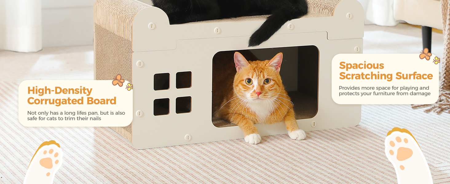 PAWZ Road: іграшка-будиночок для котів з когтеточкою, з картону, 55 x 27,5 x 35 см, білий