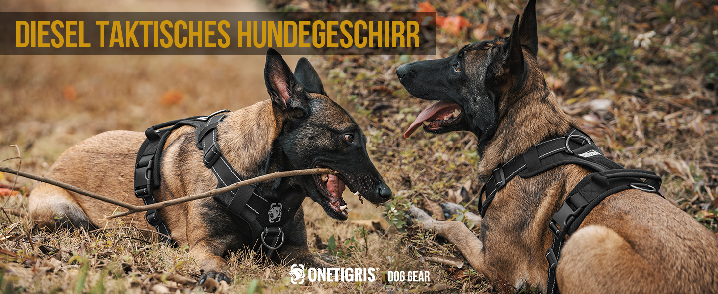 Шлейка для собак OneTigris Diesel, тактична, чорна, розмір L, м'яка підкладка, з ручкою та 3 D-кільцями, для середніх та великих собак