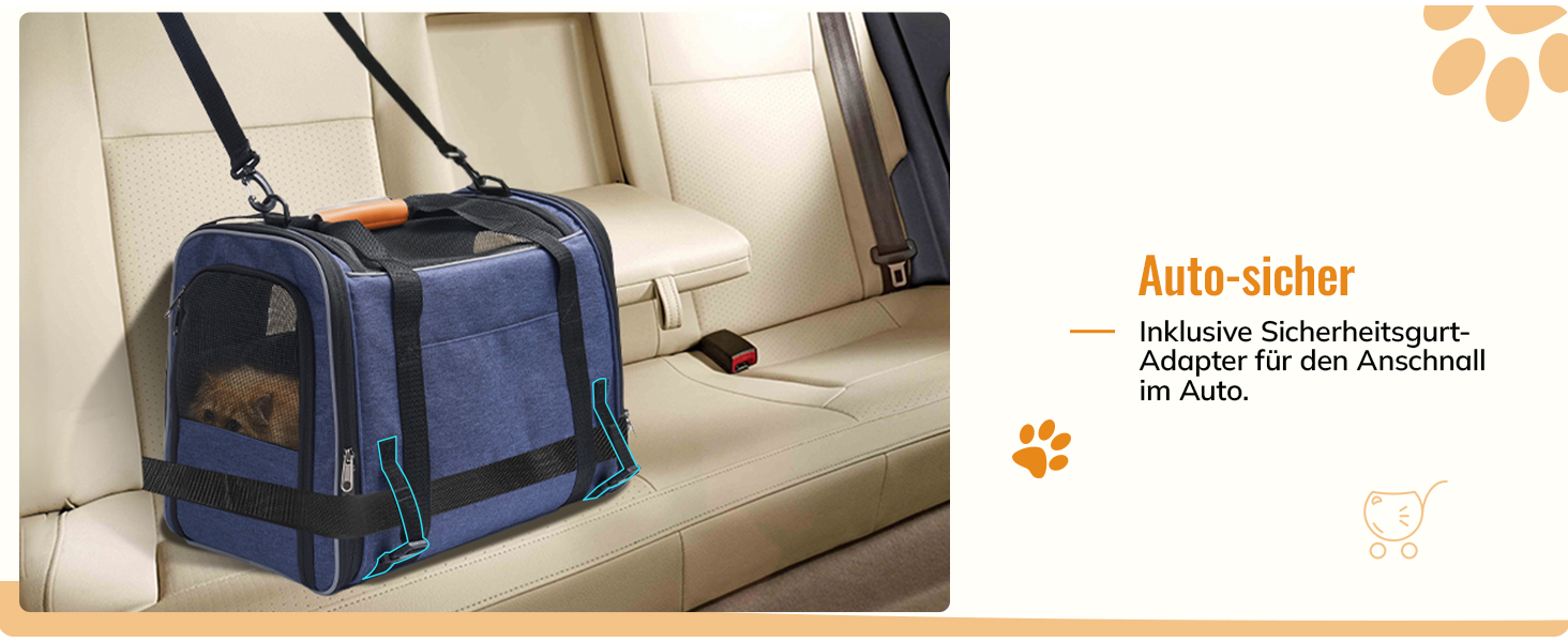 Транспортна переноска для котів та цуценят Morpilot до 7 кг, переноска для тварин з безпечними застібками, складна миска, підходить для візитів до ветеринара, авто та літака