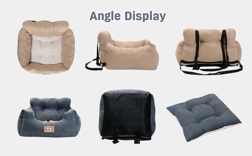 PETCUTE: Зручний автокрісло для собак, сірого кольору. Безпечний кріплення, знімний килимок, кишені для зберігання. Підходить для маленьких собак