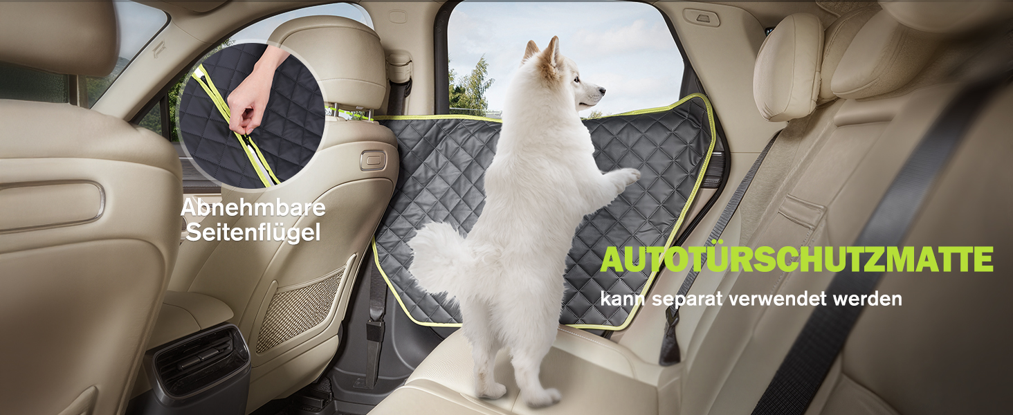 Плед для собак у машину Pecute з жорсткою основою, 136x60 см, захист сидіння, водовідштовхуючий, анти-царапин, для собак до 150 кг, чорний з зеленим кантом