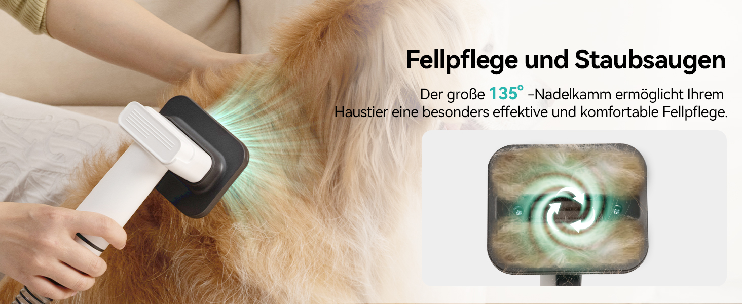 Amicura Шерстьомашинка для собак з пилососом для шерсті та феном 15000Pa, набір для догляду за тваринами, регульована швидкість і температура, 5 перевірених інструментів, тиха машинка для собак та котів