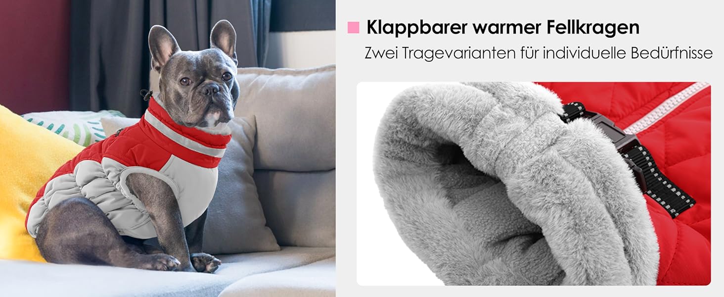 Водонепроникна куртка для собак AOFITEE, теплий зимовий одяг для маленьких собак, з отвором для шлейки, флісова куртка з коміром, світловідбиваюча, сіра, розмір S