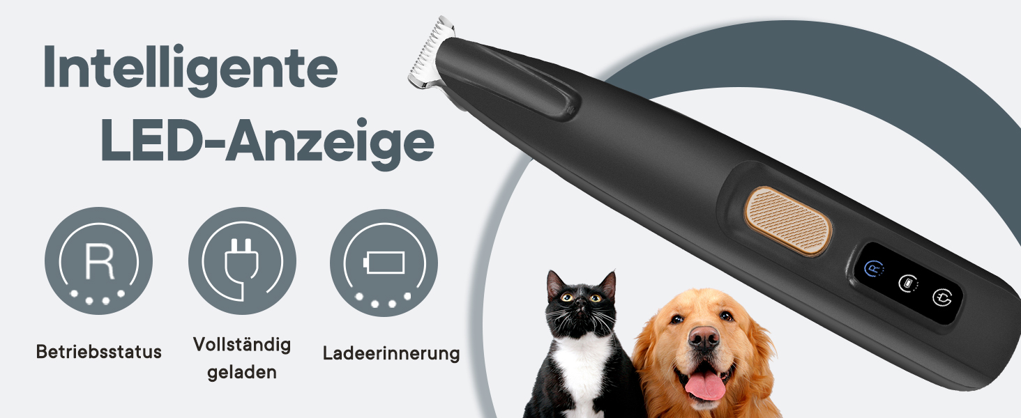 Триммер для собак та котів Pfotentrimmer з LED-підсвічуванням, 18 мм, тихий (35 дБ), водонепроникний, акумуляторний, для догляду за лапами, вухами, обличчям та хвостом (чорний)