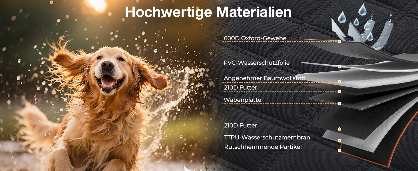 Накладка на сидіння автомобіля для собак Pecute, чорно-помаранчевий, до 150 кг, для подорожей