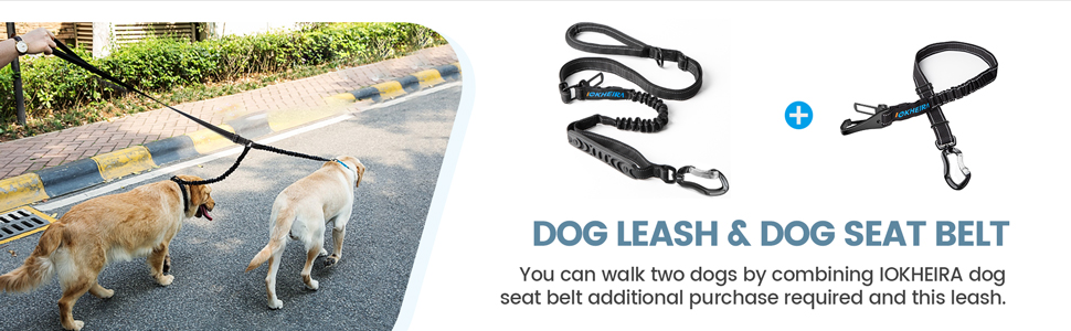 Нашийник для собак IOKHEIRA: регульований поводок (1,2-1,5 м) з безпечним кріпленням, м'який на дотик, з світловідбиваючими нитками (неоновий зелений, сливовий ліловий)