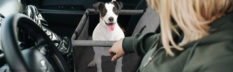 Автомобільний сидіння для собак - чорний, з Oxford тканини, дихаючий, знімне, для собак маленьких та середніх порід