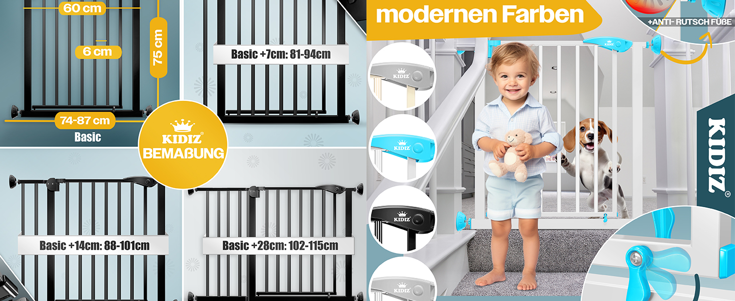 Захист для сходів KIDIZ: сітка-захист без свердління, автоматичне закриття, чорний, 88-94 см