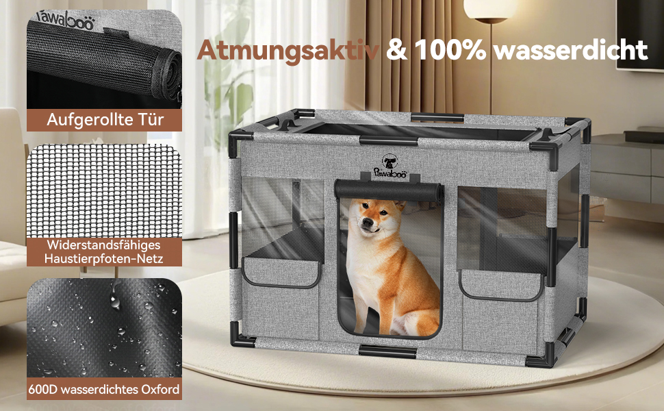 Pawaboo Забіг для цуценят Extra Groß - великий вольєр для домашніх тварин, переносна сумка-переноска для котів та собак, вольєр для собак, посилена рама з ПВХ-труб, великий розмір (L-91×61×61CM, M-81x61x61CM, чорний/сірий)