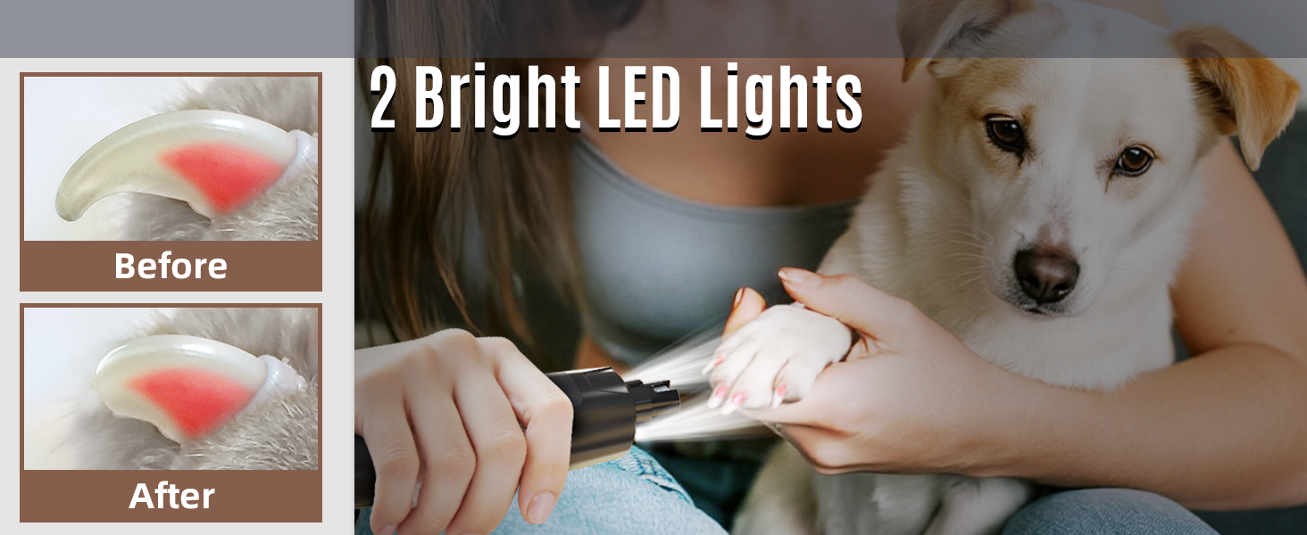 Електричний шліфувальник кігтів для собак та котів Casfuy Neue - тиха робота, 7 годин роботи, 2 LED, для собак великих, середніх та малих порід, чорний