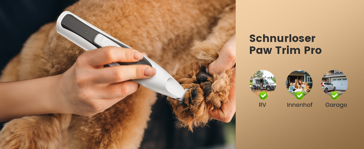 Триммер для собак Oneisall Paw Trim Pro з LED-підсвічуванням: тихий, для догляду за лапами, очима, вухами та обличчям. Бездротовий триммер для собак (білий)
