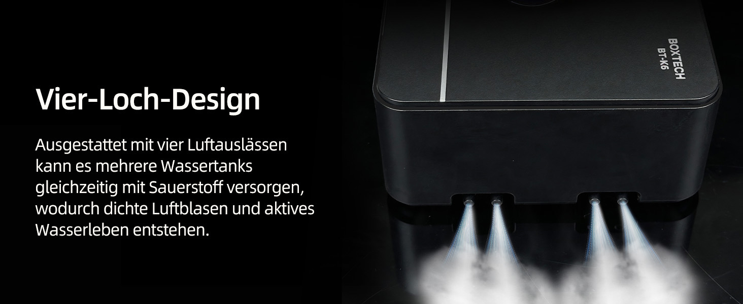 Повітряний компресор для акваріума Boxtech 10W, 4 виходи - тихий, регульований, для акваріумів 50-500л