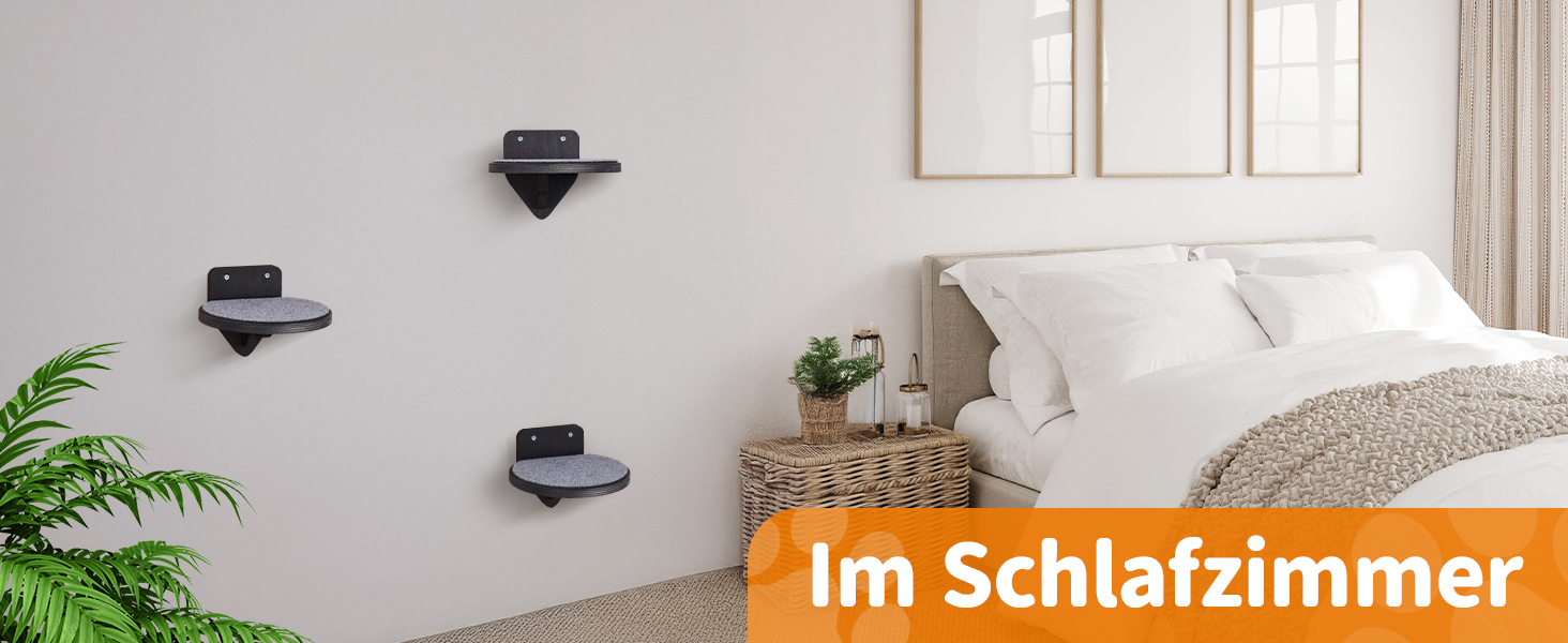 Кліматична стіна для котів XXL з берези | Набір з 3 сходинок з дряпальною поверхнею | Сходи для котів на стіну | Сітка для лазіння котів (Темний колір)