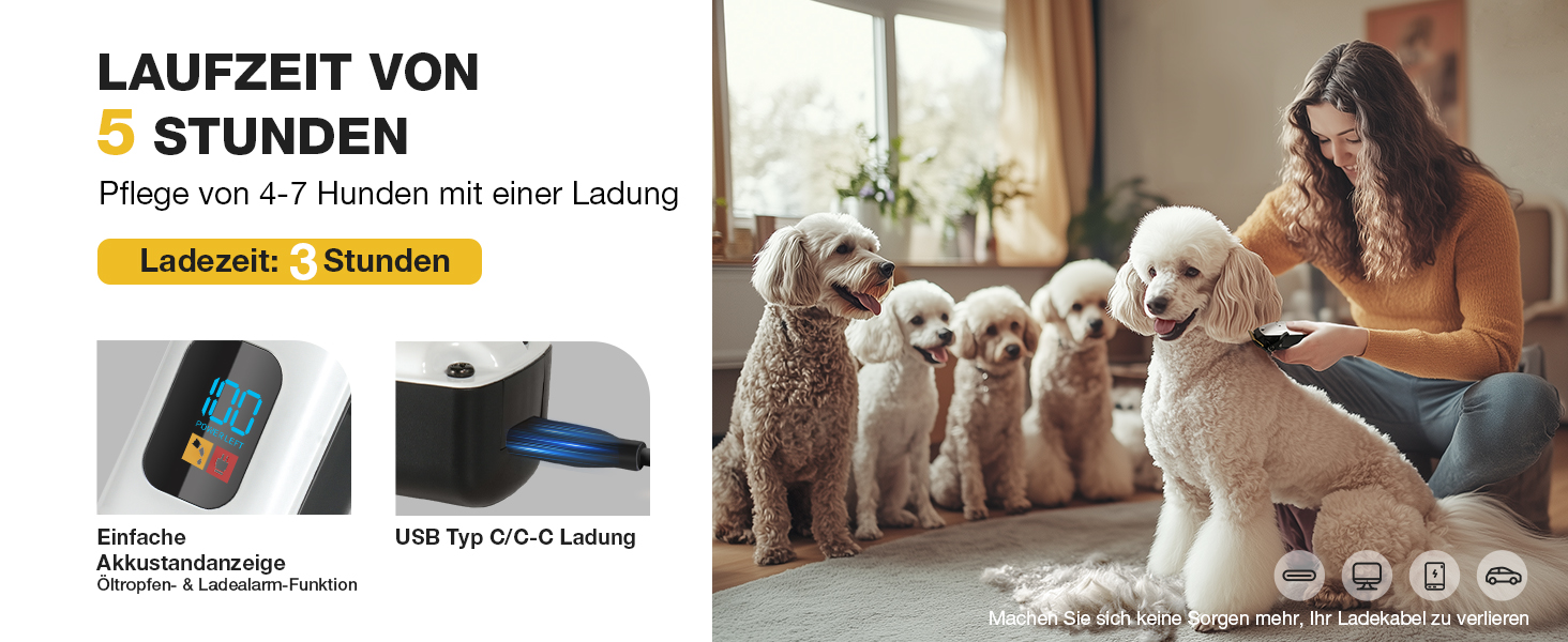 Професійна машинка для стрижки собак Leise з нержавіючої сталі, для густого та кучерявого хутра