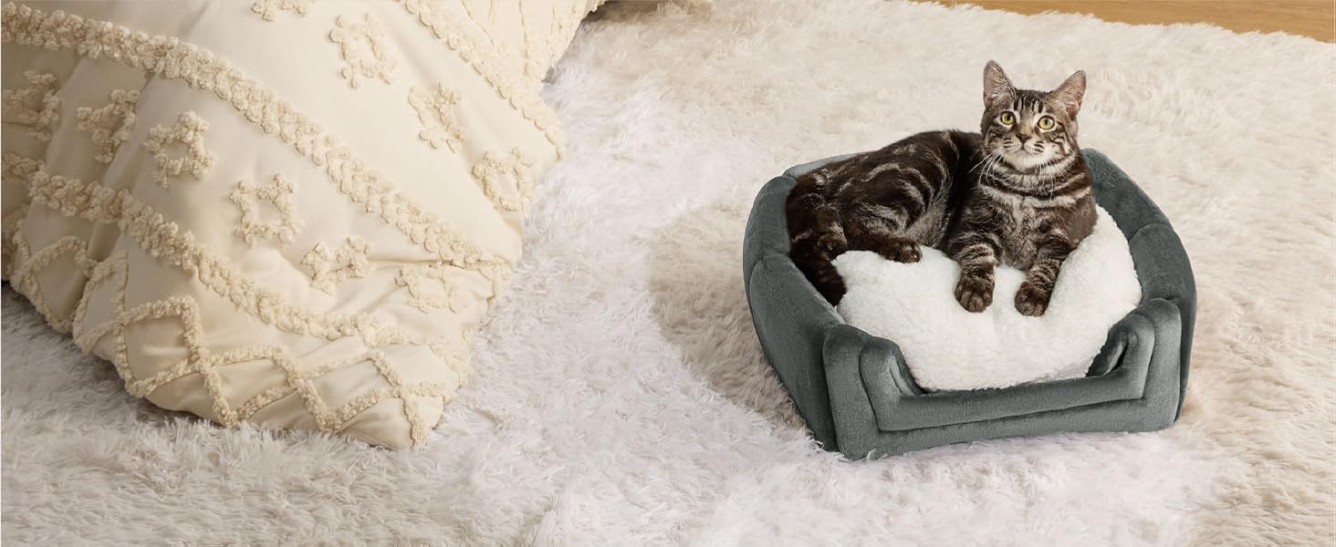 Будиночок для котів BEDSURE великий рожевий, складаний, з м'яким фланелевим знімним килимком, котяче ліжко-тент для кошенят і середніх котів, теплий для дому, 44x44x44 см