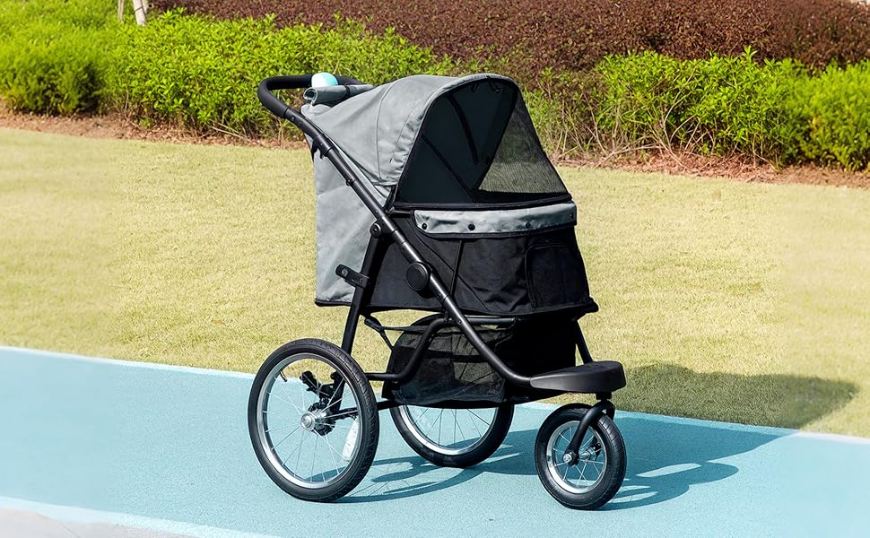 Візок для собак PawHut - візок-бігун для маленьких собак та котів до 10 кг, сірий