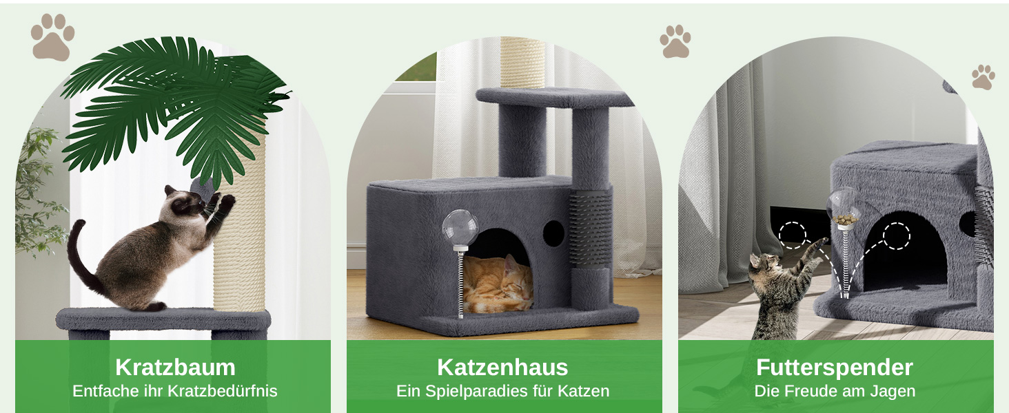 Котячий комплекс Kratzbaum 90 см: кігтеточка, будиночок та іграшки (темно-сірий)