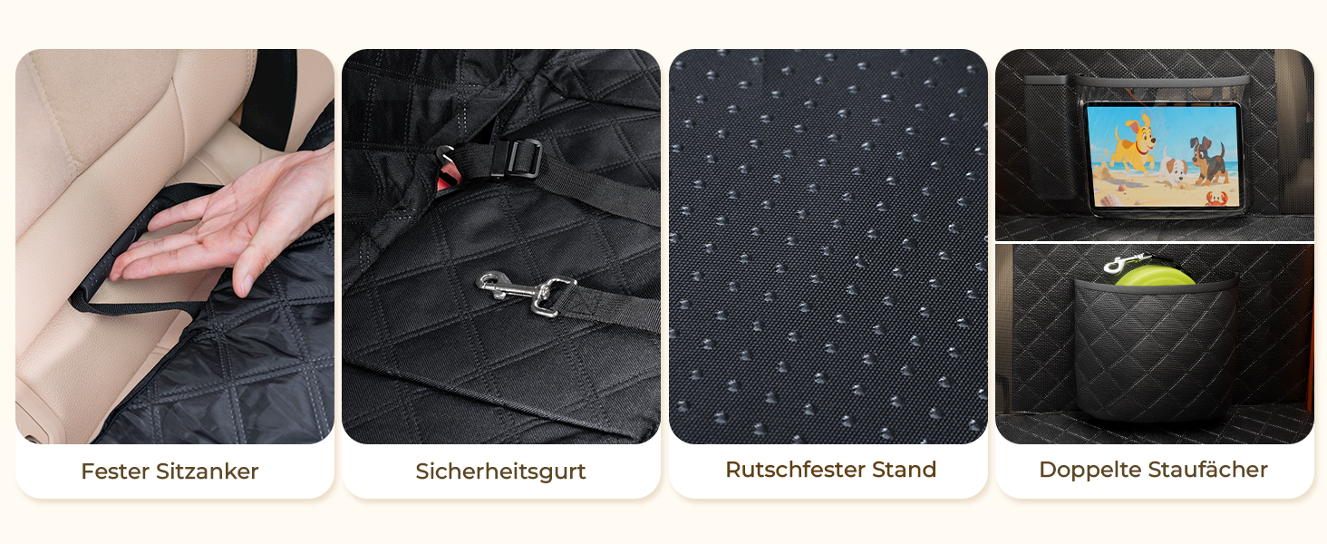 Накладка на сидіння автомобіля для собак Pecute, чорно-помаранчевий, до 150 кг, для подорожей